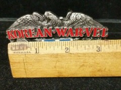 Patriotic American Belt Buckle Proud To Serve Korean War Enamel Heavy Made USA