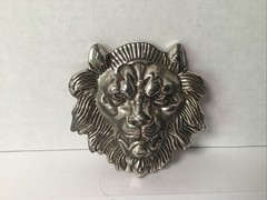 Lions Head Metal Heavy Belt Buckle 3.25” X 3.5”.
