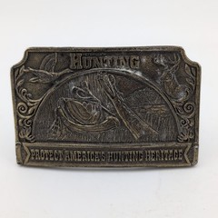 Vintage 1976 Brass Belt Buckle Hunting Protect America’s Hunting Heritage 3.5&Prime; x