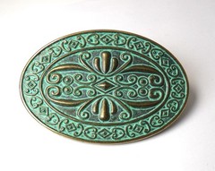 Antique Turquoise Patina Brass Belt Buckle Engraved Western Cowgirl Cowboy Style