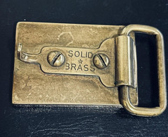 Solid Brass Belt Buckle Mens Rectangular Wood Inlay Brown Gold Western Fits 1.5&Prime;