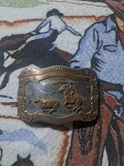 Comstock Silver Cowboy roper with three banners good condition