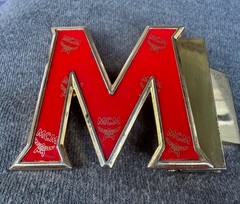MCM gold & Red Enamel logo reversible Belt Buckle