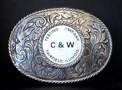 C & W Testing Company Fairfield IL Belt Buckle Vintage Collectible metal
