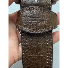 Wrangler Dark Brown American Bison Leather Belt • Silver Buckle Size 38