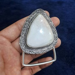 Scolecite Silver Plated Belt Buckle Handmade Natural Gemstone Western Boho Belt