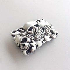 Vintage Style Black Enamel Flame Shy Skulls Tattoo Belt Buckle also Stock in US