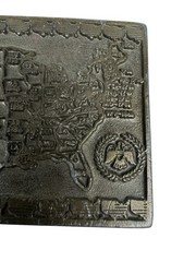 Vintage US Map Belt Buckle United States State Dates Eagle Emblem Solid Metal