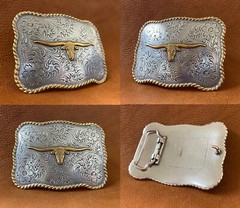 Western Texas Longhorn Steer Head Belt Buckle Fits 1-1/2&Prime; (38mm) Belt