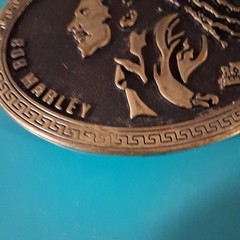 Vintage Bob Marley Metal Oval Belt Buckle gold