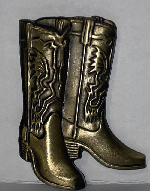 WESTERN COWBOY ~ COWGIRL BRASS COWBOY BOOTS BELT BUCKLE Made In USA