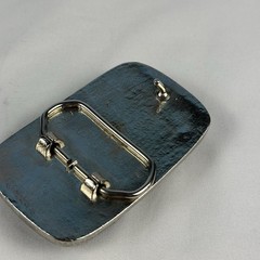 Southwestern Style Belt Buckle Turquoise Black Onyx Inlay Western Silver Tone