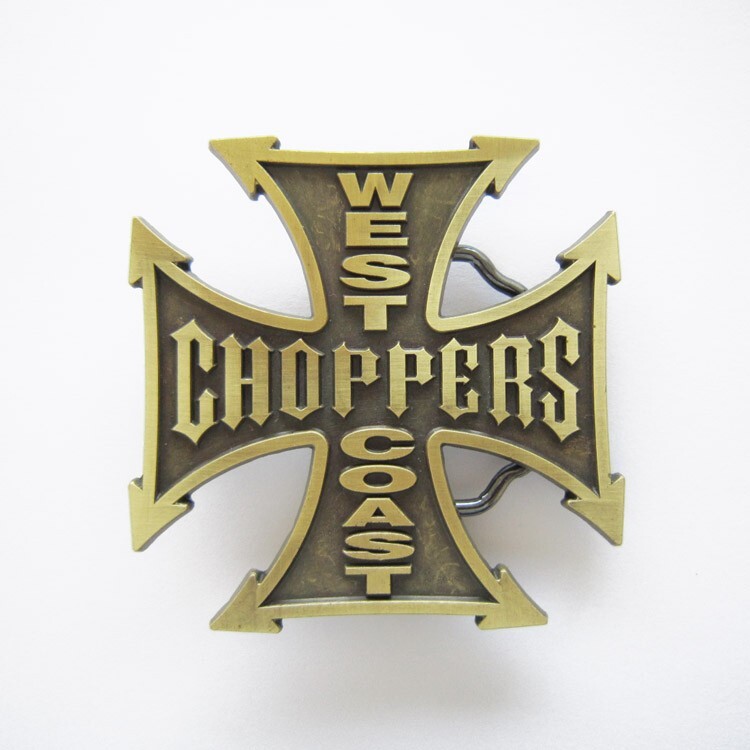 West Coast Choppers Belt Buckle Iron Cross Bronze