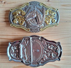 Horse western country silver & gold belt buckle (choice designs)