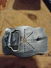 Western style belt buckle.steel with a walking liberty silver coin. 
