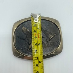 Steven L Knight Sculpture Belt Buckle Solid Bronze 1980 Ducks in Flight Vintage