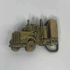 Vintage 70s SEMI TRUCK Cut Out TRUCKER Trucking Solid Brass Belt Buckle BBB