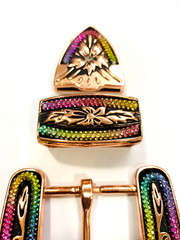 Western buckle set 3 piece 40mm heavy quality buckle copper brass buckle sports