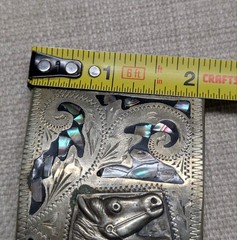 vintage WESTERN buckle belt HANDCRAFTED german silver ALPACA abalone HORSE