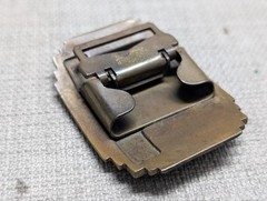 1950s vintage VERITHIN belt buckle « W » high school BRASS giant grip WESTERN
