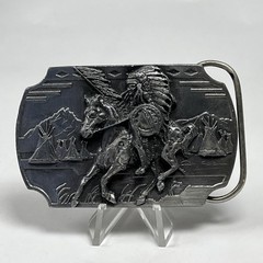 1991 Native American Crazy Horse Sioux Indian Chief Pewter Buckle Arroyo Grande