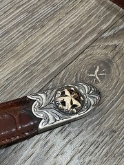 Rare Chet Vogt 14k .925 Sterling Belt Buckle Set XL cowboy Star ✅