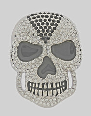 Skull Belt Buckles Men Women Rhinestones Vintage Skeleton Silver Metal Pirate
