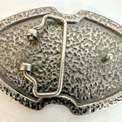 Skull & Crossbones Metal Belt Buckle 4” Studded Edge, Bandanna, And Banner