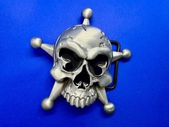 Creepy Skull Grinning Teeth Five Point Star Gothic Punk Cutout Belt Buckle