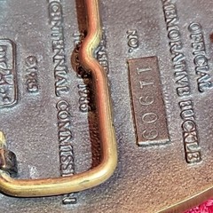 3.5&Prime; TEXAS SESQUICENTENNIAL BELT BUCKLE Numbered VINTAGE 1986 Brass metal Texoma