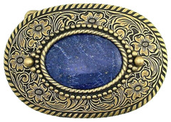 Vintage Natural Oval Lapis Cabochon Cab Gem Gold Color Belt Buckle EPBB112/2924