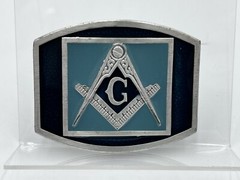 Mason Stone Crafters Belt Buckle Masonic symbols compass / Ruler Templar. J9