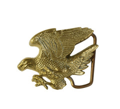 Vintage Solid Brass Flying Eagle Cutout Belt Buckle Western Cowboy Biker 1970s