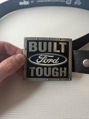 Ford Logo Built Tough Belt Buckle With Black VERA PELLE Leather XXL 43 – 45 Inch