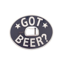 Vintage Style Oval Black Enamel Got Beer Bottle Opener Belt Buckle