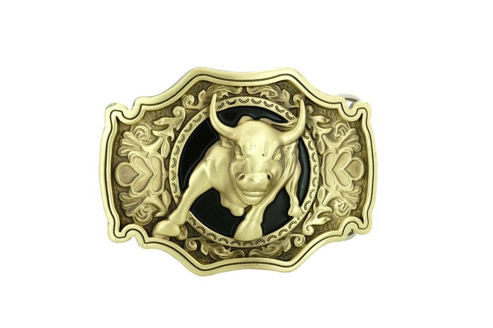 Western Bull Solid Brass Metal Belt Buckle