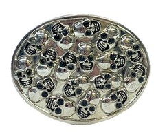 Skull Skulls Chrome Metal Belt Buckle 3.75”x 2.75” Fit Belts Up To 1.75” Wide 11