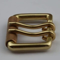 Retro Heavy Duty Solid Brass Double Prong Roller Belt Buckle For 38mm