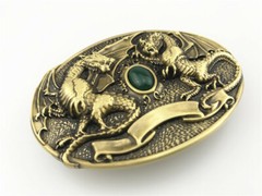 2 Dragons with Wings Western Cowboy Solid Brass Copper Mens Belt Buckle Vintage