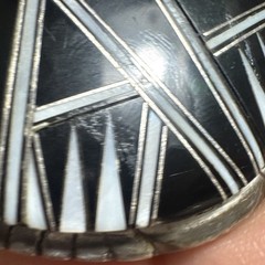 Vintage Southwestern Style Sterling Silver Belt Buckle Stamed B Black white Art
