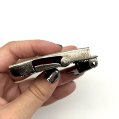 Vintage 90s Silver-tone Metal Flame Skull Military Slide Buckle for 1.5&Prime;Web Belt