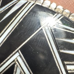 Vintage Southwestern Style Sterling Silver Belt Buckle Stamed B Black white Art
