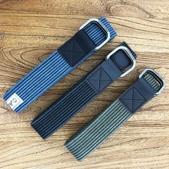 Vintage Style mens canvas belt，Designer Double Buckle L（37-40）, Wash-black