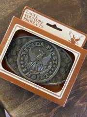 Eagle Foundry Products Nevada City Sheriff Oval Western Coin Buckle vintage