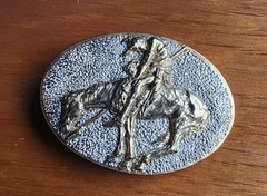 **Look** Vintage 1981 Spec-Cast Pewter INDIAN Theme Belt Buckle **Nice**