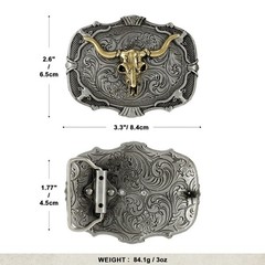 LALATCH Western Cowboy Belt Buckle for Men Vintage Medium, Bronze Bull
