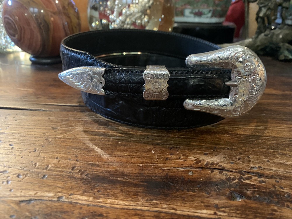 James Reid style XLWage Sterling Silver overlay Belt buckle set 39-41🐊🐂✅