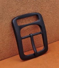1-1/2&Prime; Heavy Duty Solid Black Matte Center Bar Leather Belt Buckle Replacement