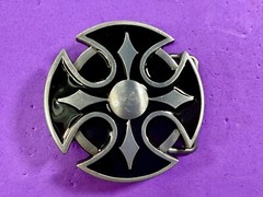 Maltese Celtic Iron Cross Religious Black Enamel Cutout Gothic Punk Belt Buckle