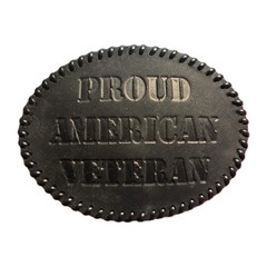 Proud American Veteran Belt Buckle Black Leather Patriotic USA Eagle Mens